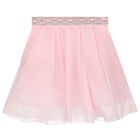 Girls Pink Pleated Organza Skirt, 1, hi-res