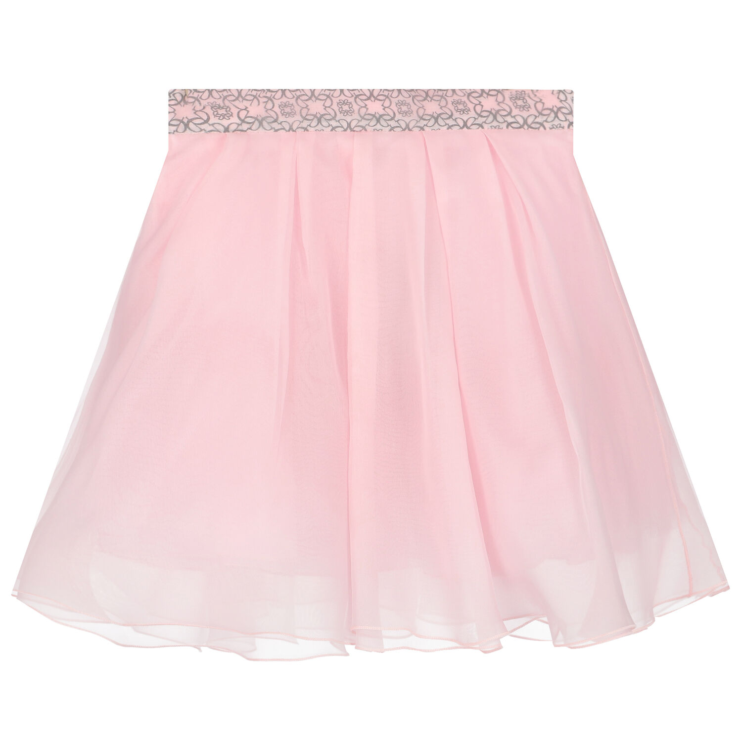 Girls Pink Pleated Organza Skirt, 1, hi-res