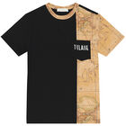 Boys Black & Beige Logo Geo Map T-Shirt, 1, hi-res