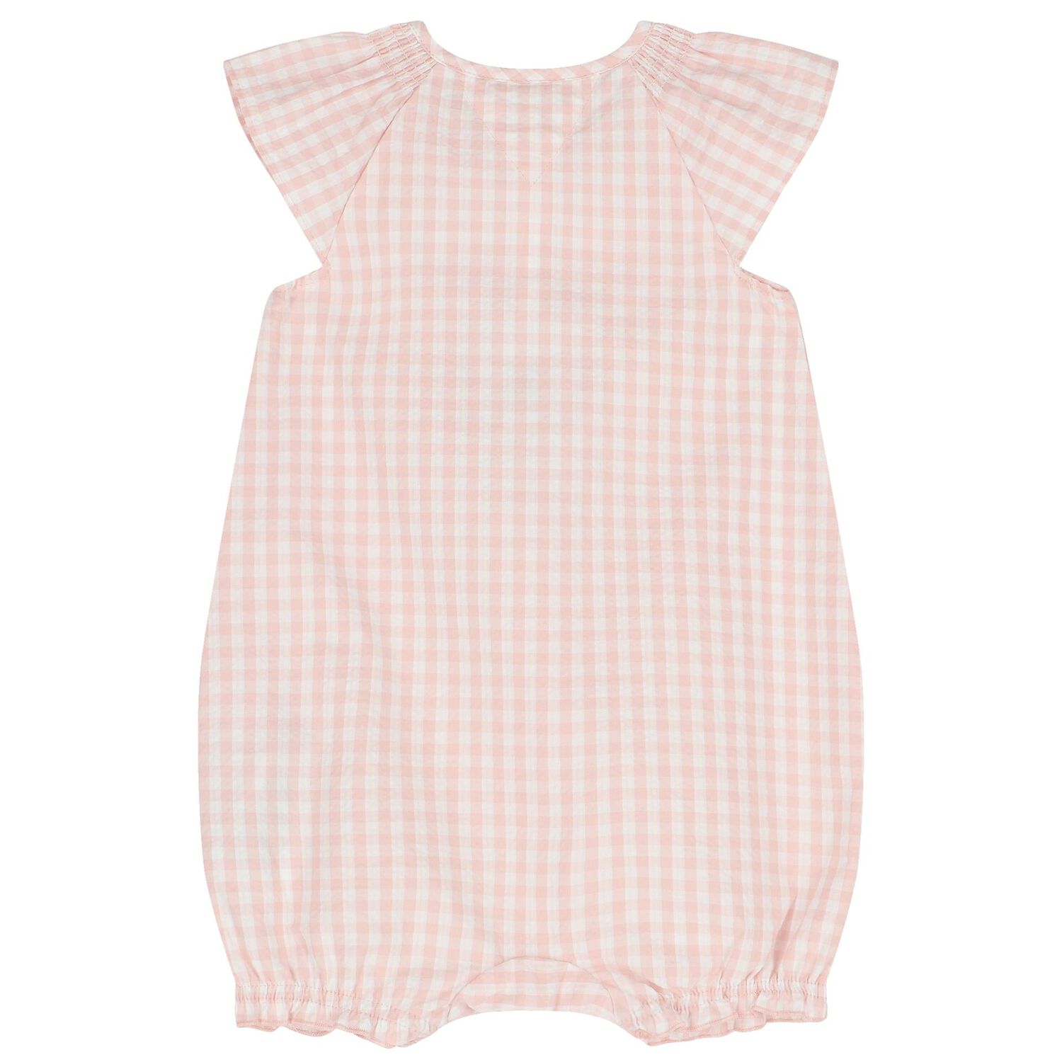 Baby Girls Pink Logo Gingham Romper, 1, hi-res