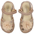 Younger Girls Rose Gold Flower Sandals, 1, hi-res