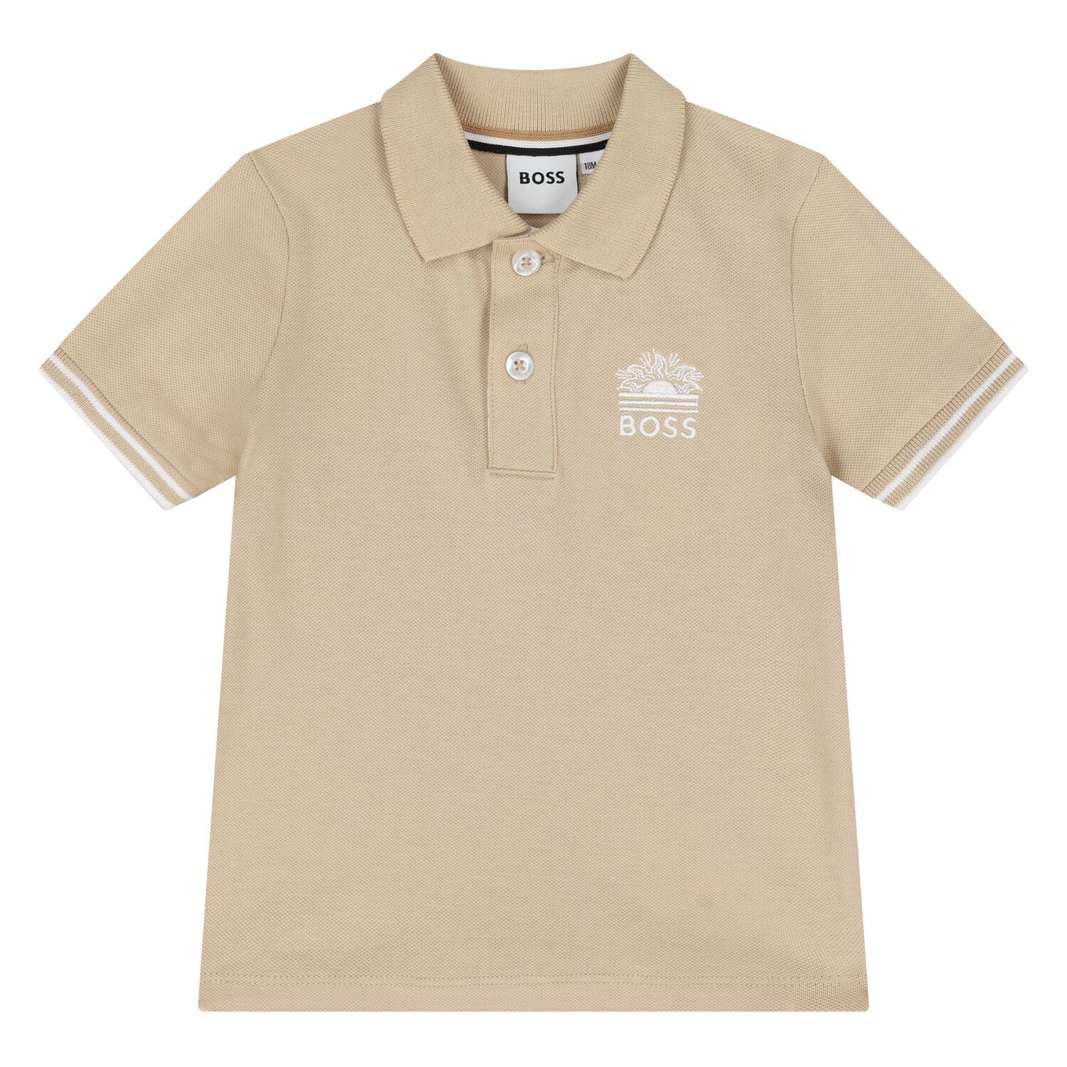  Younger Boys Beige & White Logo Shorts Set, 1, hi-res