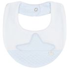 Baby Boys White & Blue Star Bib, 1, hi-res
