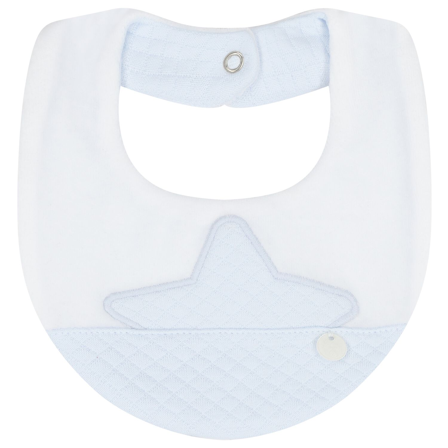 Baby Boys White & Blue Star Bib, 1, hi-res