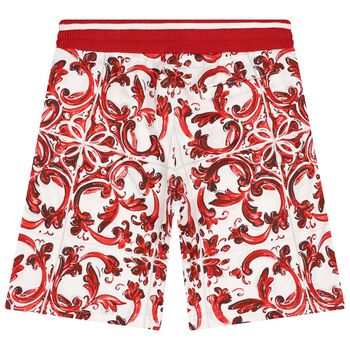 Boys White & Red Majolica Shorts