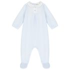 Baby Boys White & Blue Babygrow, 1, hi-res