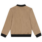 Boys Beige Logo Bomber Jacket, 1, hi-res