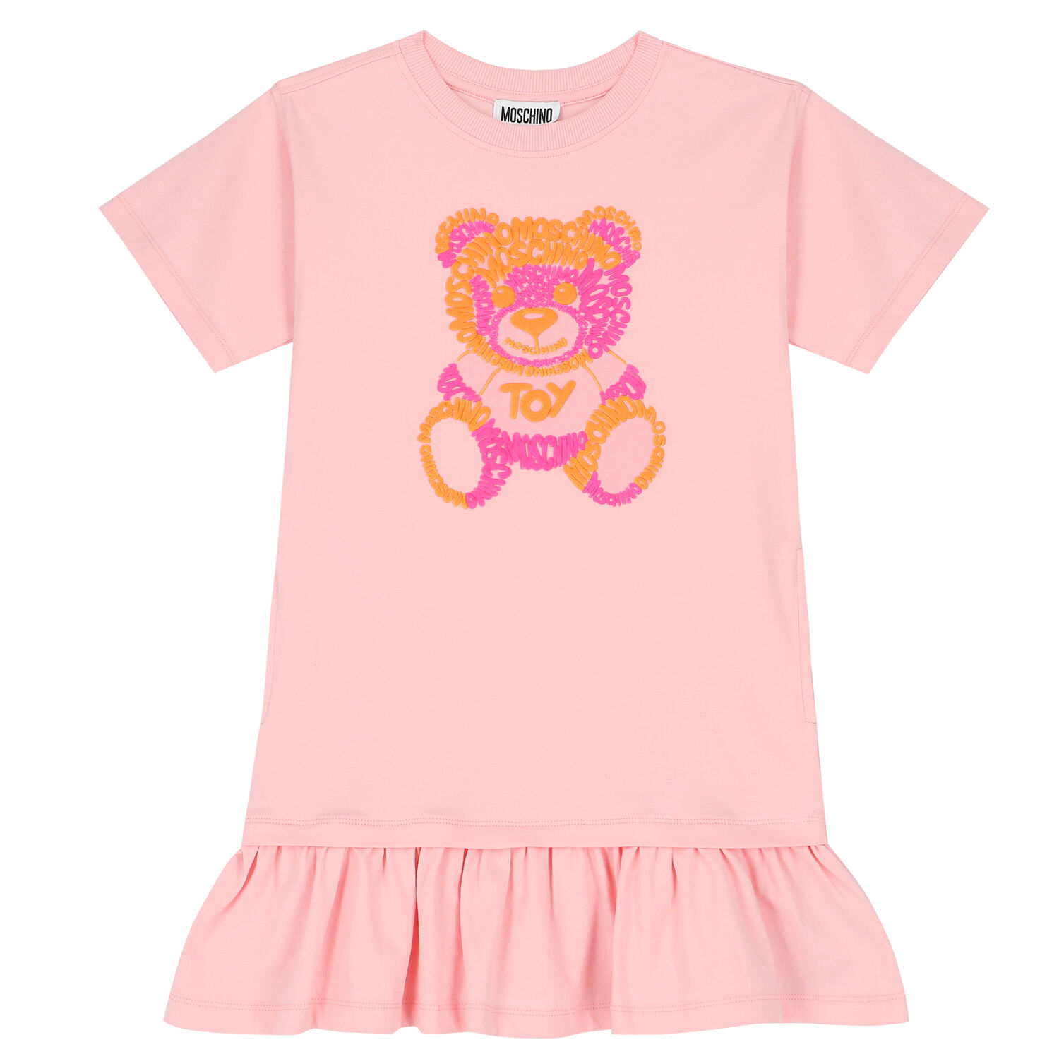 Girls Pink Teddy Logo Dress, 1, hi-res image number null