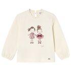 Younger Girls Ivory Long Sleeve Top, 2, hi-res