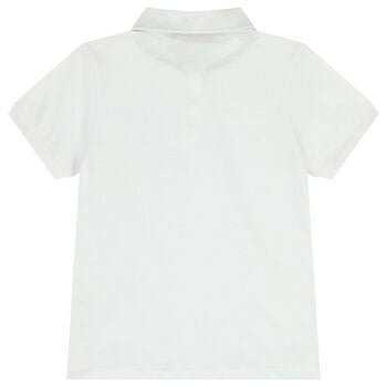 Boys White Logo Polo Shirt