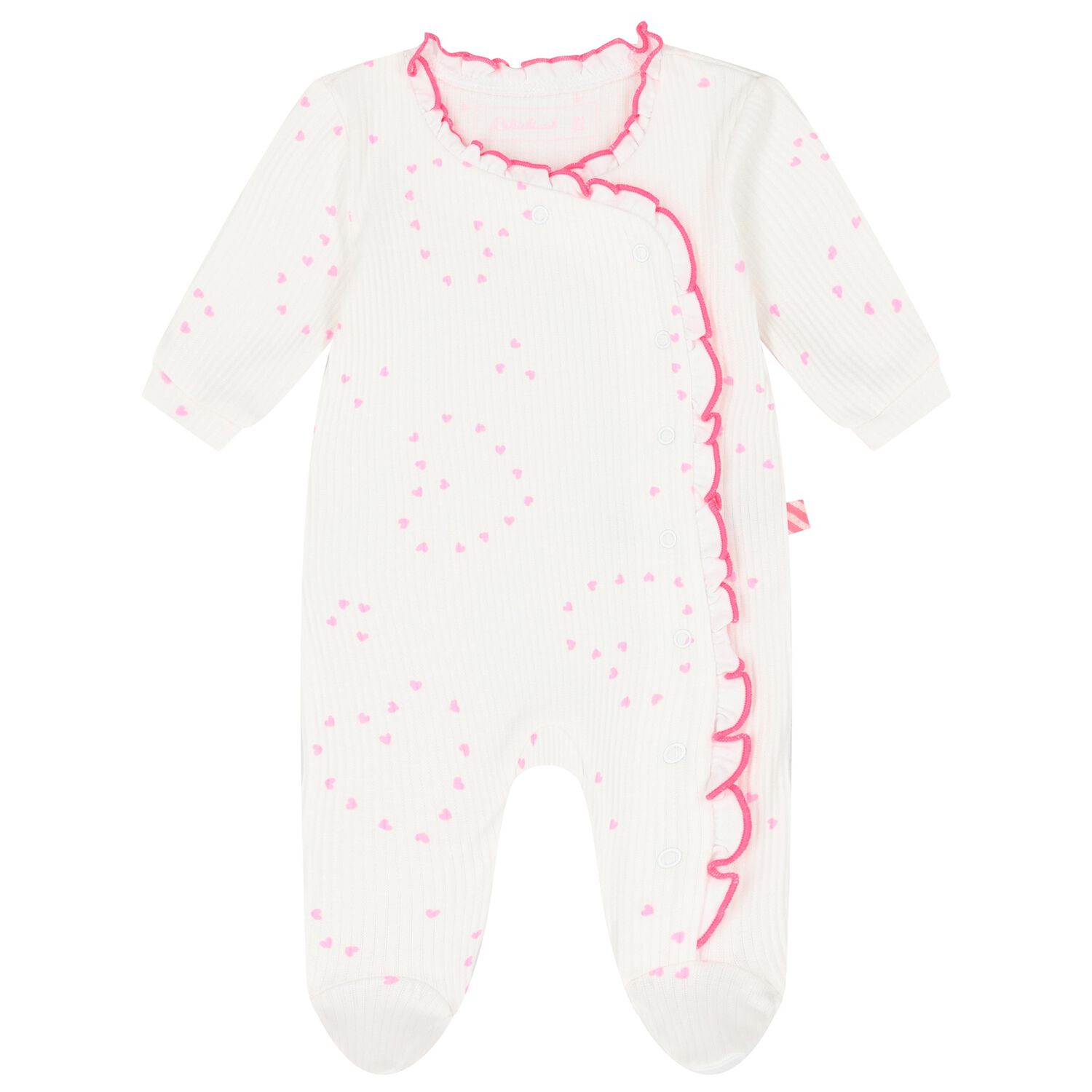 Baby Girls White Heart Babygrow, 1, hi-res