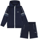 Boys Navy Logo Shorts Set, 1, hi-res