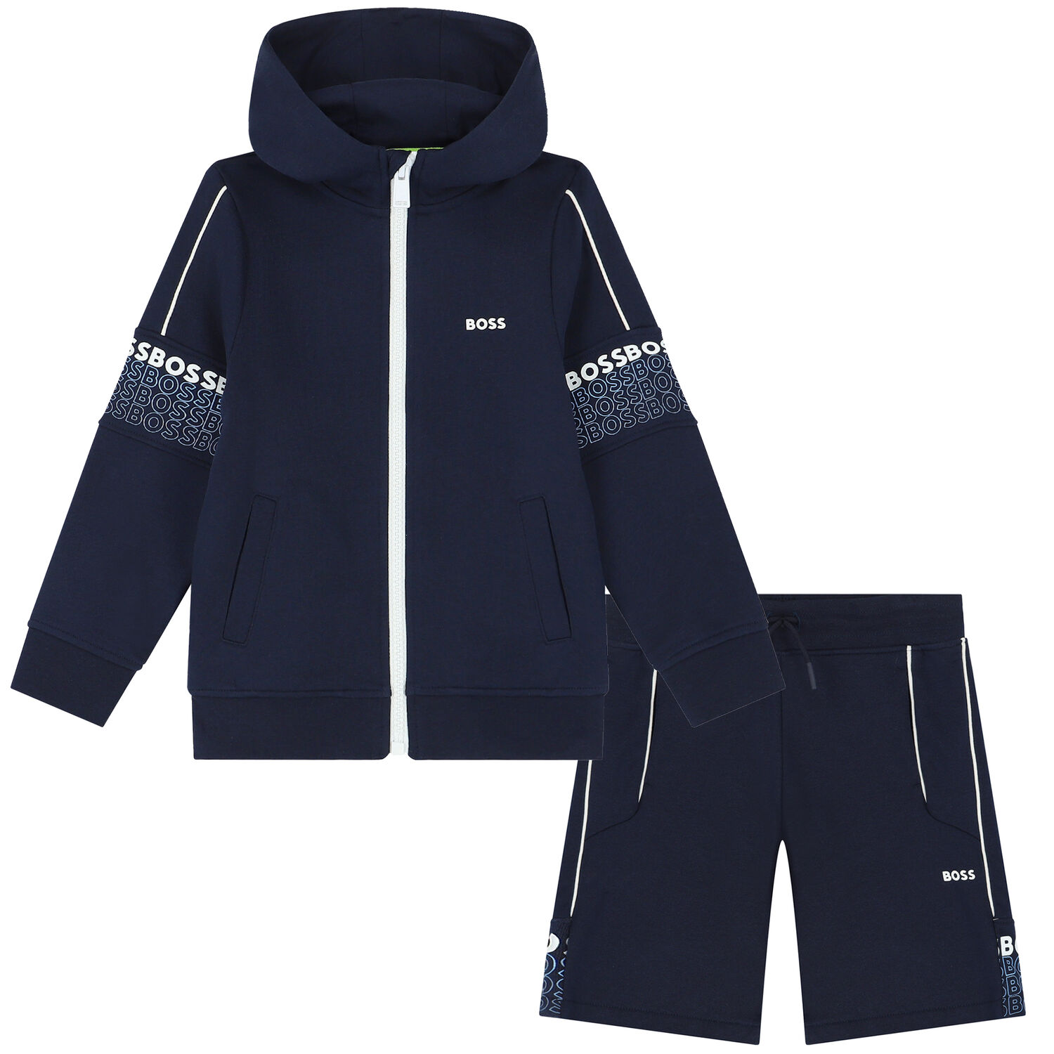 Boys Navy Logo Shorts Set, 1, hi-res