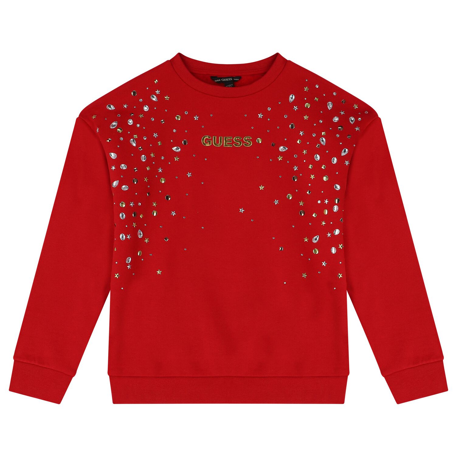 Girls Red Embellished Logo Sweatshirt, 2, hi-res