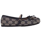 Girls Beige & Navy Blue GG logo Shoes, 1, hi-res