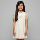 Girls Ivory & Gold Bag Dress, 1, hi-res