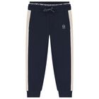 Boys Navy Blue Logo Joggers, 1, hi-res