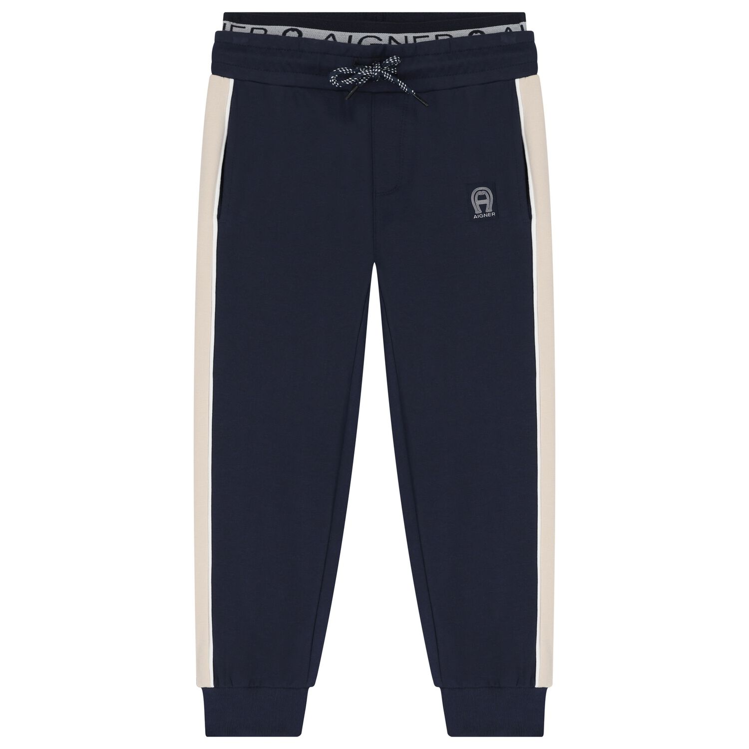 Boys Navy Blue Logo Joggers, 1, hi-res