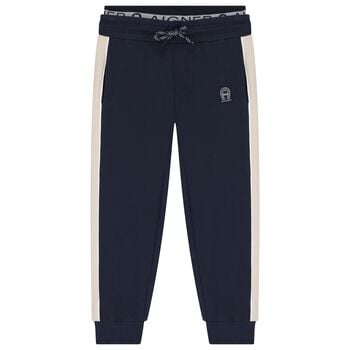 Boys Navy Blue Logo Joggers
