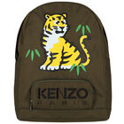 Boys Khaki Green Tiger & Logo Backpack, 2, hi-res
