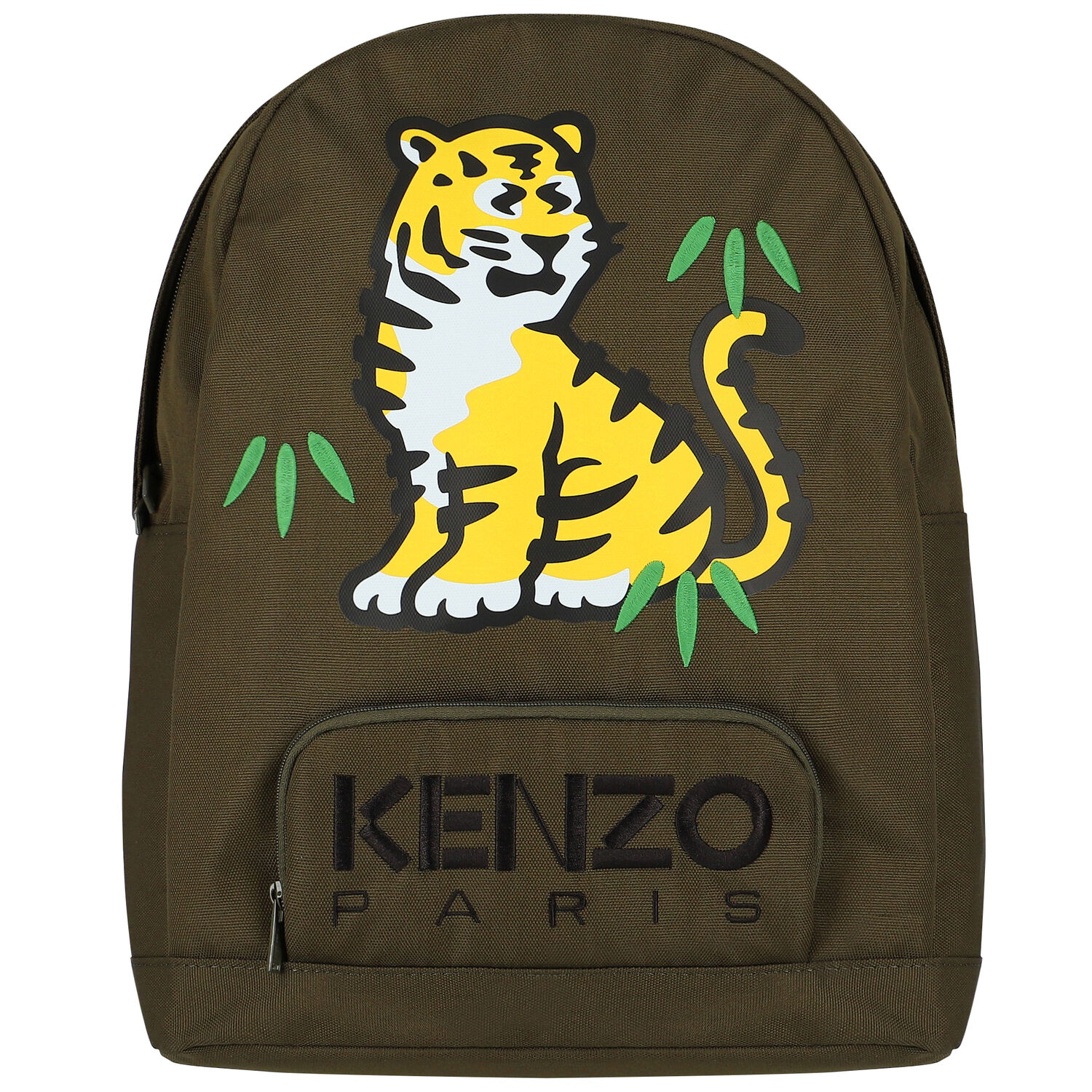 Boys Khaki Green Tiger & Logo Backpack, 2, hi-res
