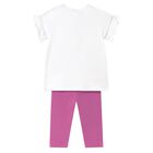 Younger Girls Ivory & Pink Leggings Set, 2, hi-res