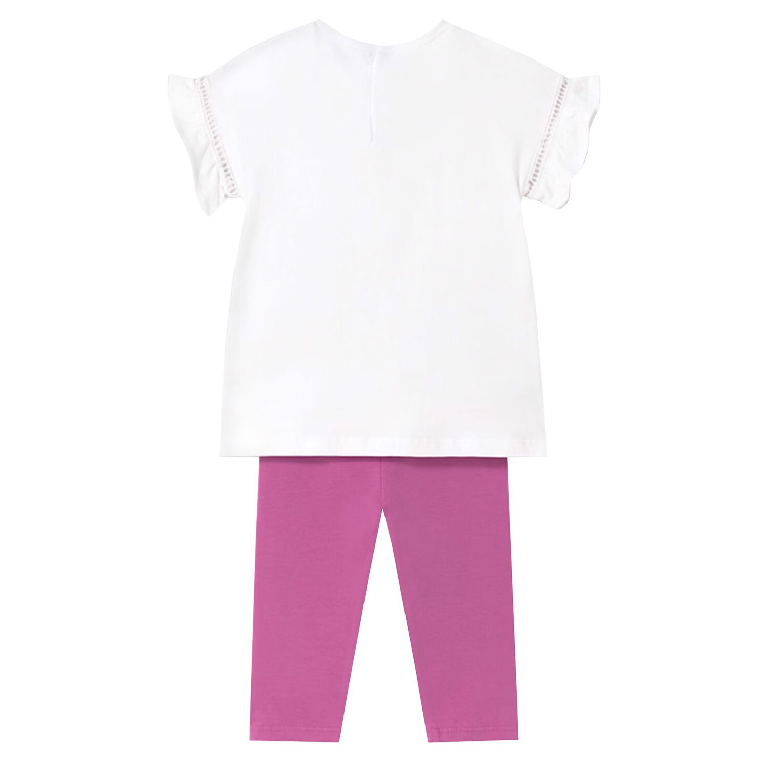Younger Girls Ivory & Pink Leggings Set, 2, hi-res