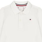 Younger Boys White Logo Long Sleeve Top, 1, hi-res