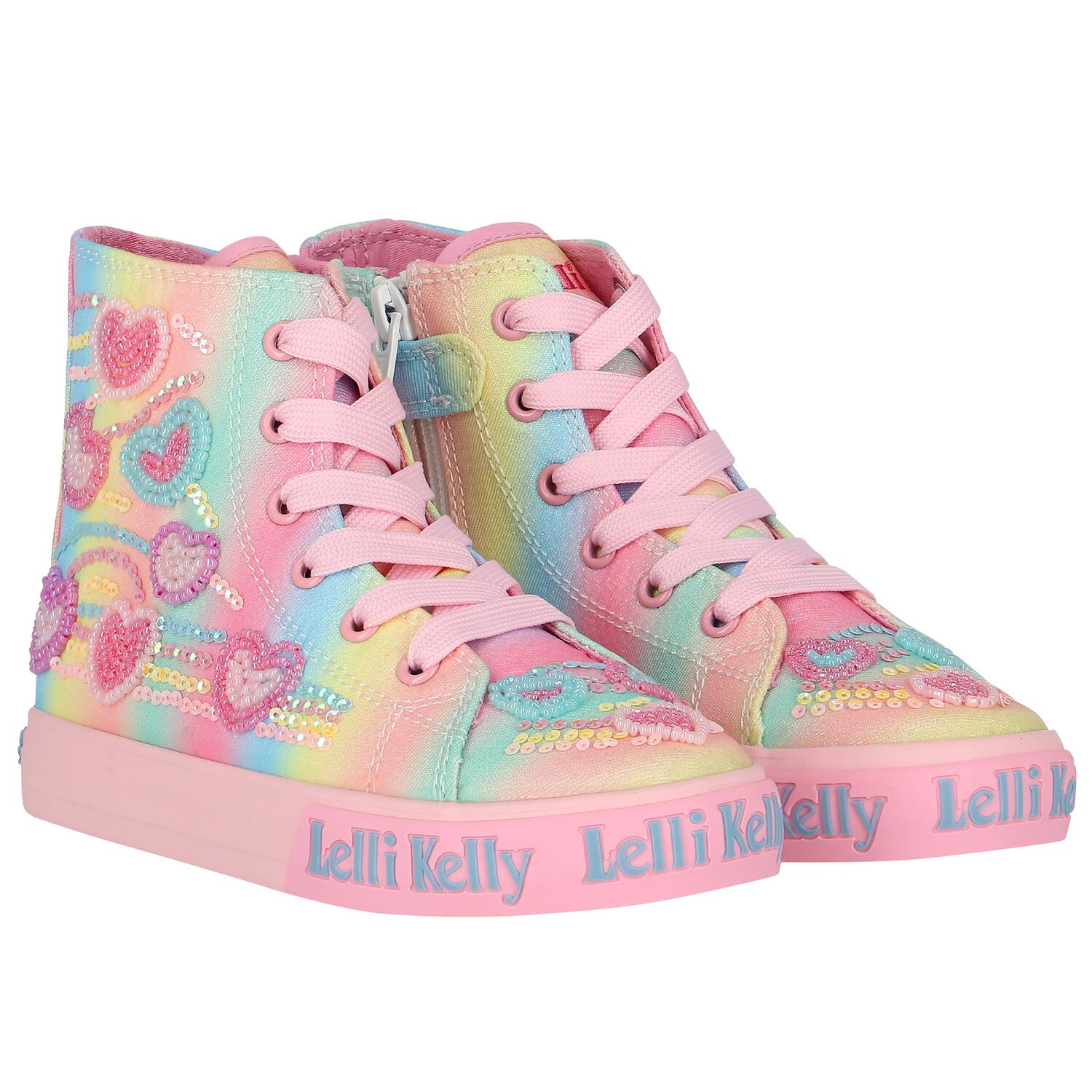 Girls Rainbow Logo Trainers, 1, hi-res