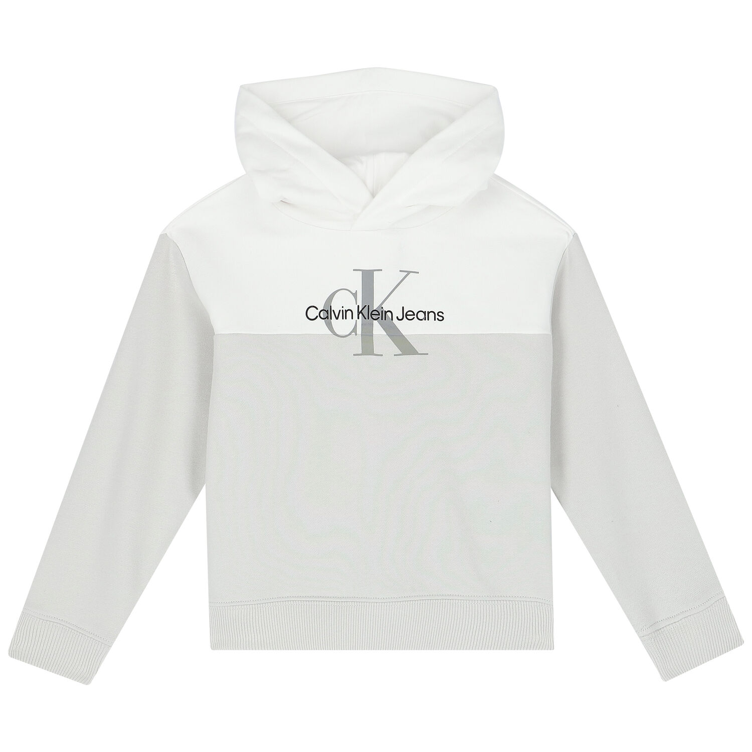 Boys White & Grey Logo Hooded Top, 1, hi-res image number null