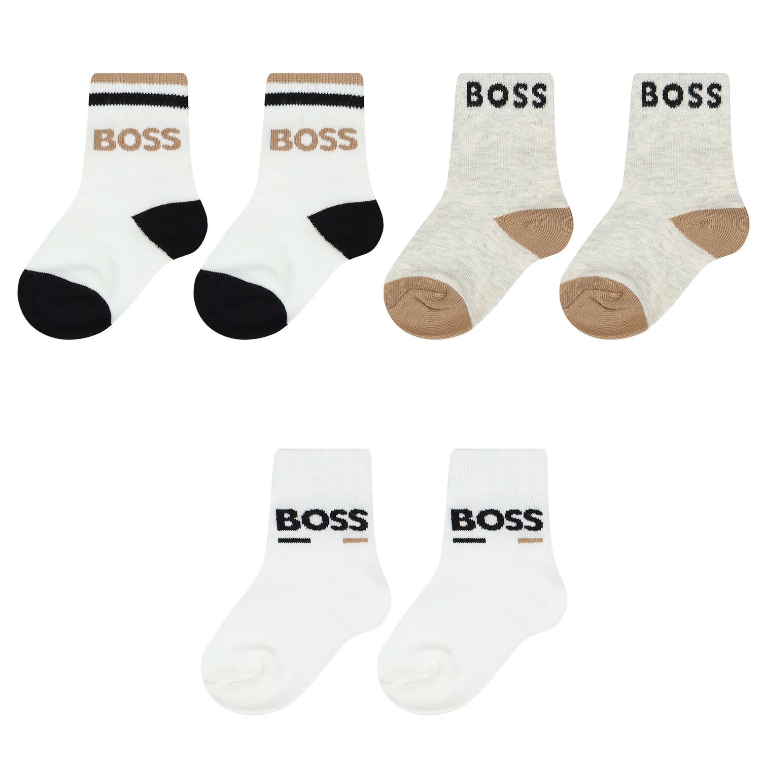 Baby Boys White Logo Socks ( 3-Pack ), 1, hi-res image number null