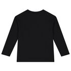 Boys Black Logo Long Sleeve Top, 1, hi-res