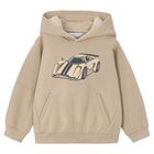 Boys Beige Sports Car Hooded Top, 1, hi-res