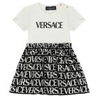 Younger Girls White Logo Dress, 1, hi-res