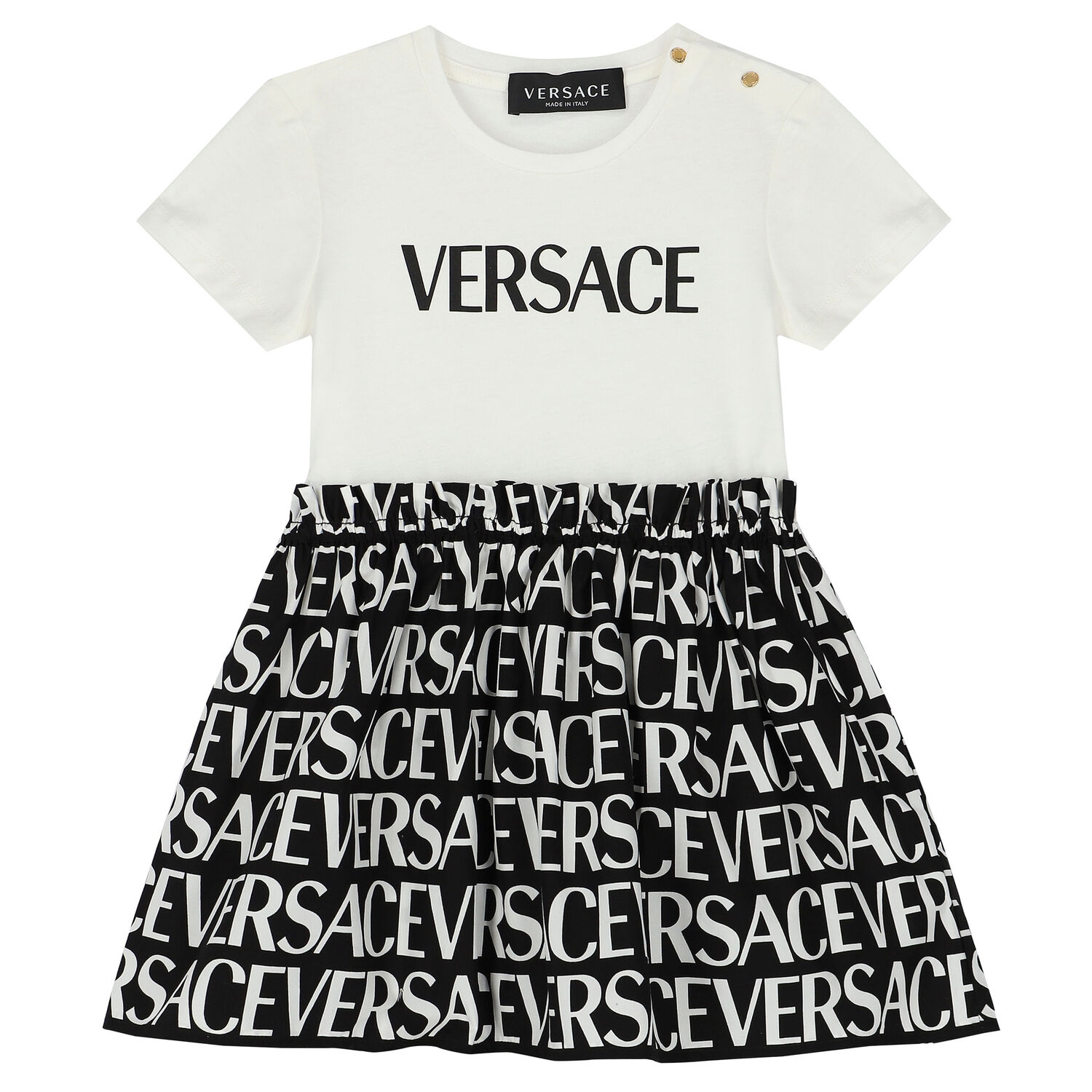 Younger Girls White Logo Dress, 1, hi-res