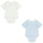 Baby Boys White & Blue Bodysuits ( 2-Pack ), 1, hi-res