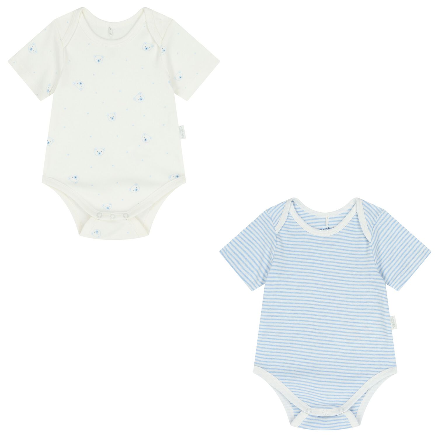 Baby Boys White & Blue Bodysuits ( 2-Pack ), 1, hi-res