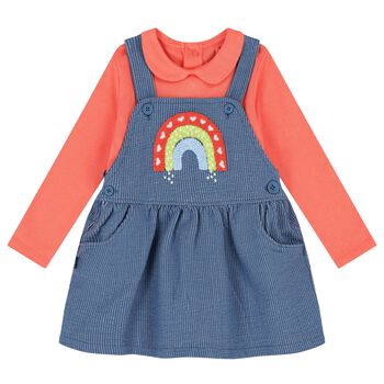 Baby Girls Coral & Blue Skirt Set