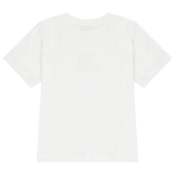 White Teddy Bear Logo Long Sleeve Top