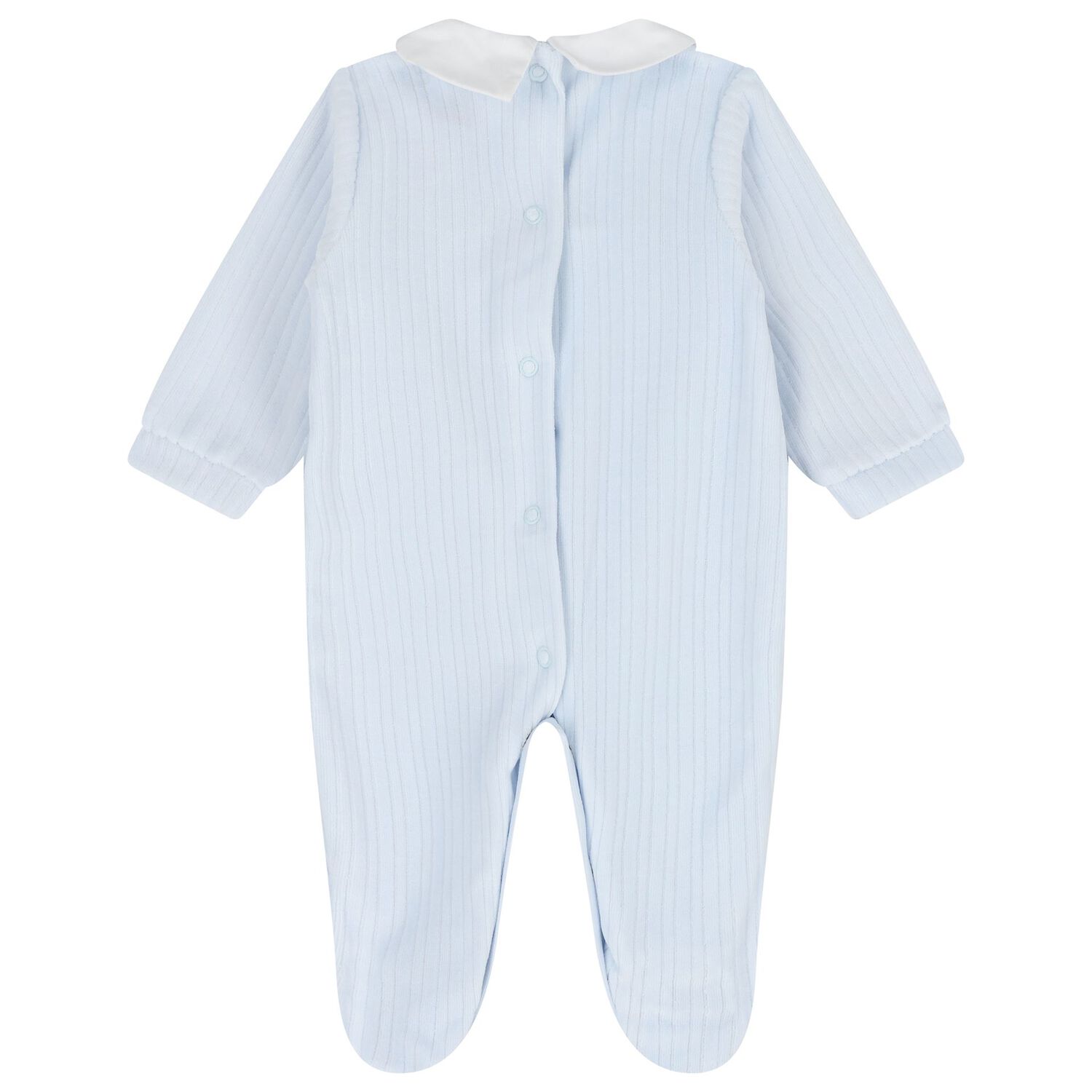 Baby Boys Blue Smocked Babygrow, 1, hi-res