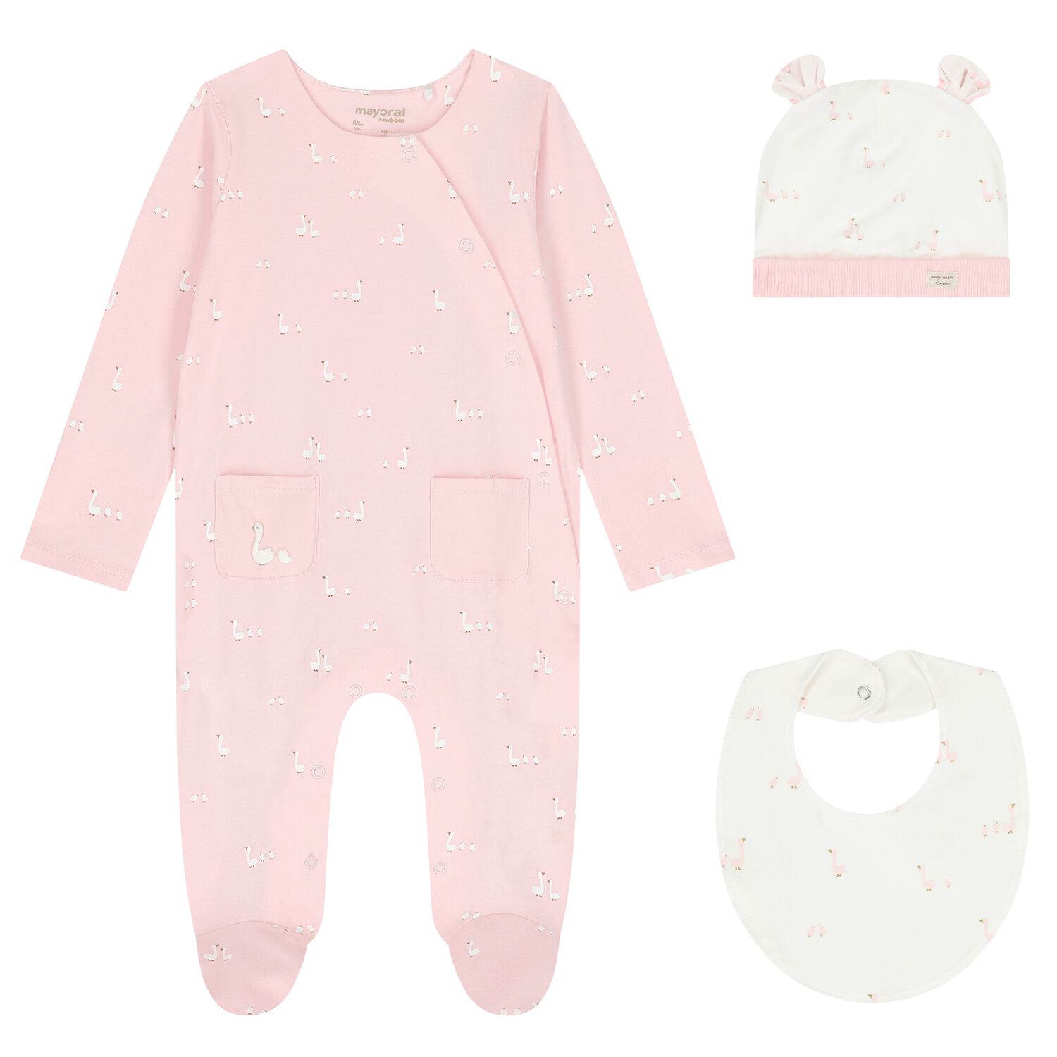 Baby Girls Pink & White Babygrow Gift Set, 4, hi-res