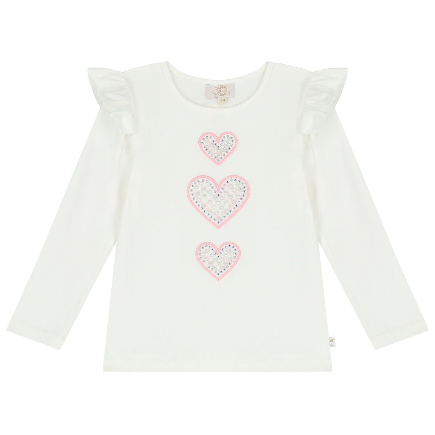 Girls Ivory & Pink Heart Skirt Set, 1, hi-res