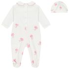 Baby Girls White Logo Rose Babygrow Gift Set, 1, hi-res