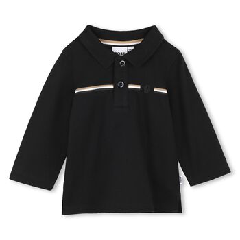 Younger Boys Black Logo Polo Shirt