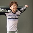 Boys White & Navy Logo T-Shirt, 1, hi-res