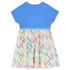 Girls Blue & Ivory Logo Dress, 1, hi-res