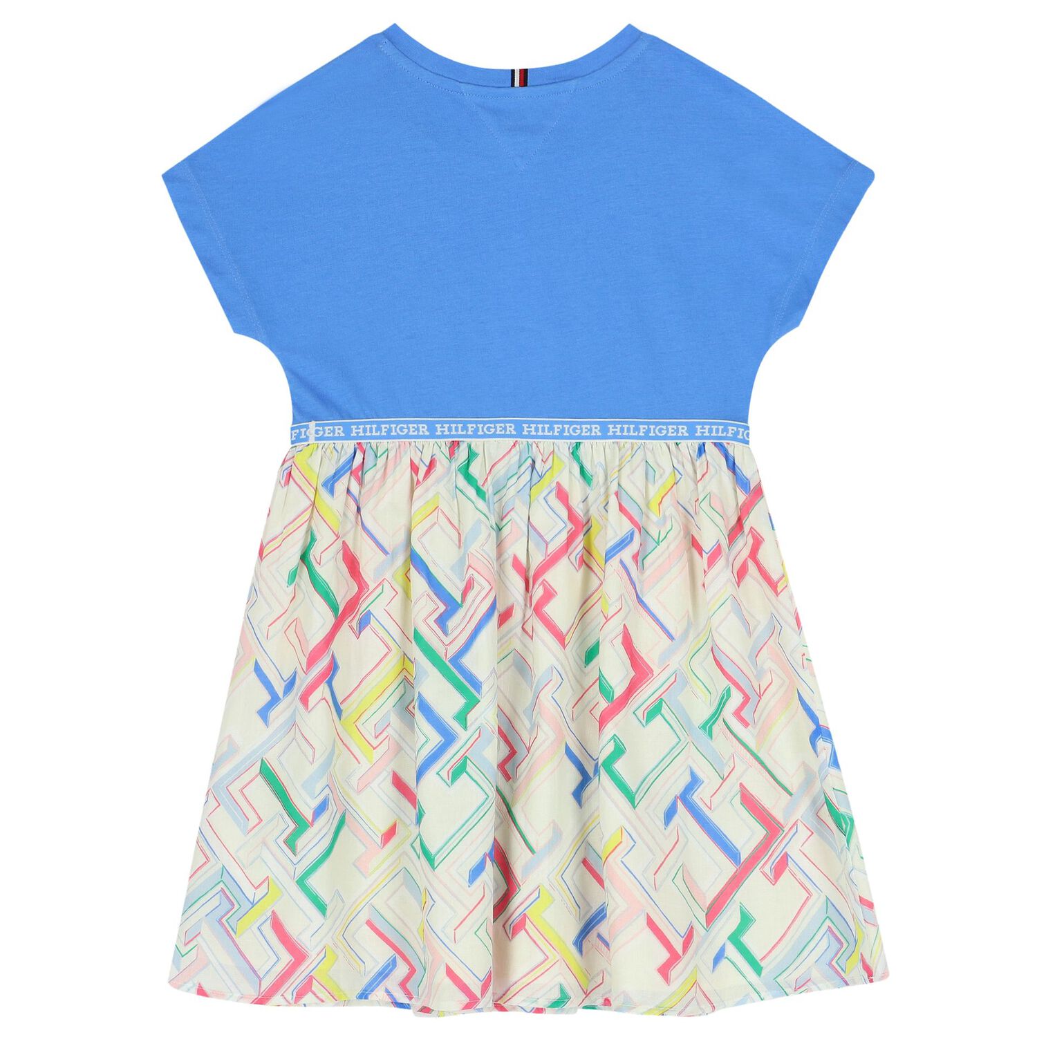 Girls Blue & Ivory Logo Dress, 1, hi-res image number null