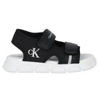 Younger Boys Black & White Logo Sandals, 2, hi-res