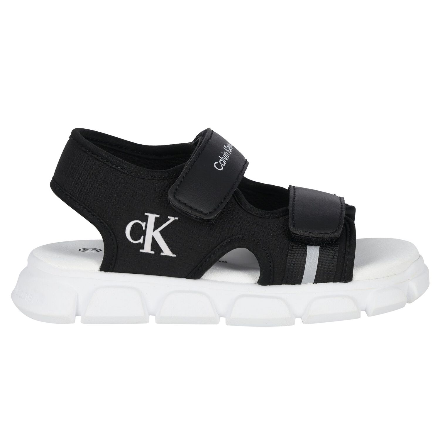 Younger Boys Black & White Logo Sandals, 2, hi-res image number null