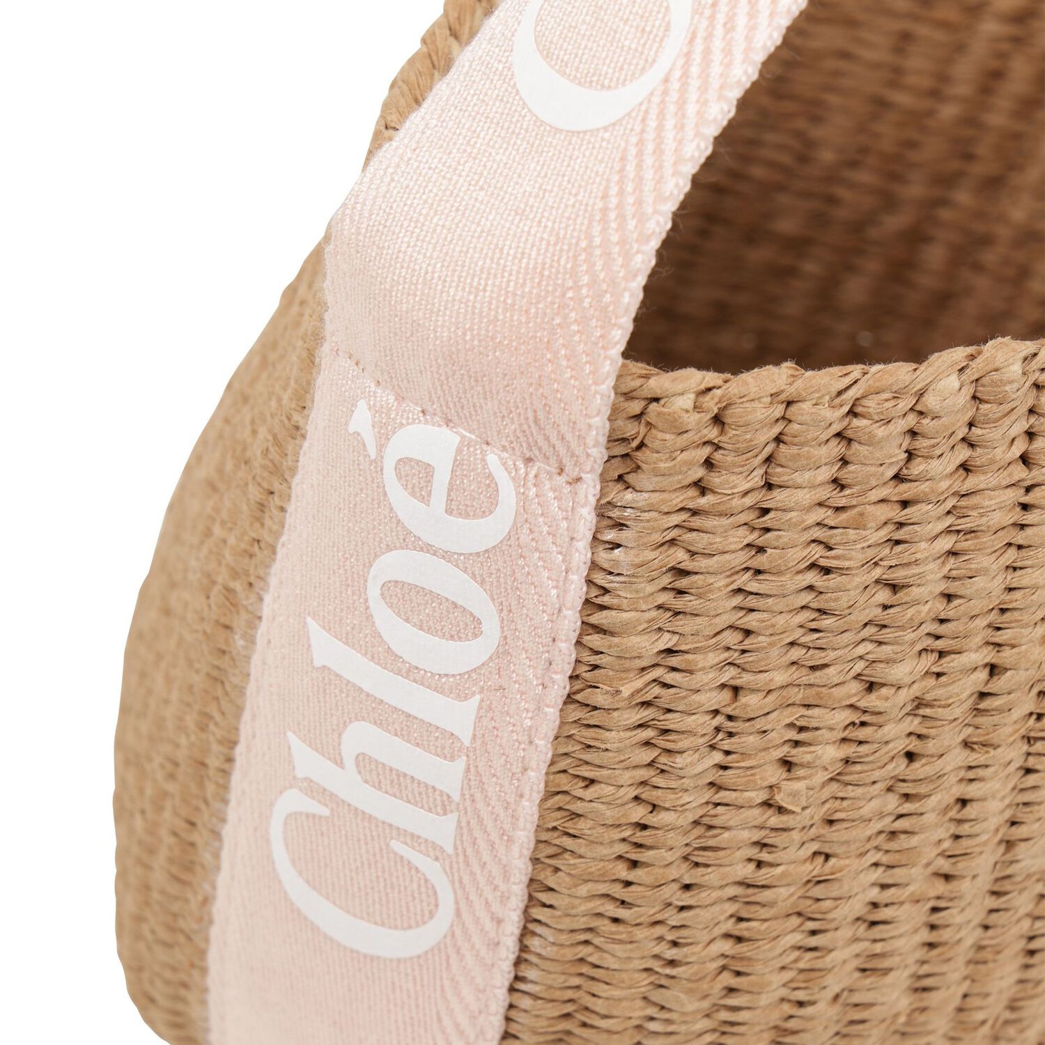 Girls Pink & Beige Straw Handbag, 1, hi-res